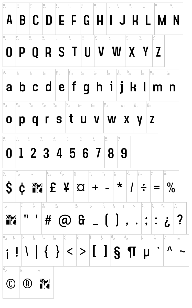 Steagisler font map